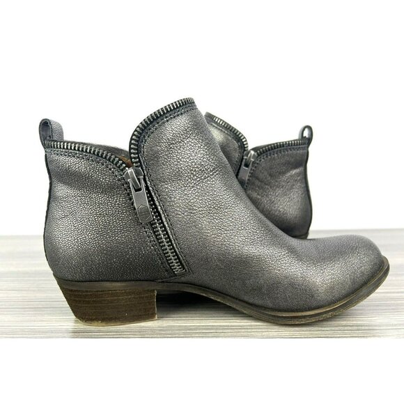 Vince Camuto Women Bootie Size 6 Bristin Low Heel Leather Bootie Exposed Zipper - Picture 8 of 10